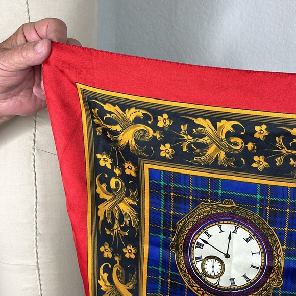 Art of the Scarf Tie Rack Clock Plaid Scarf Silk Made in Italy Timepieces - Picture 6 of 8